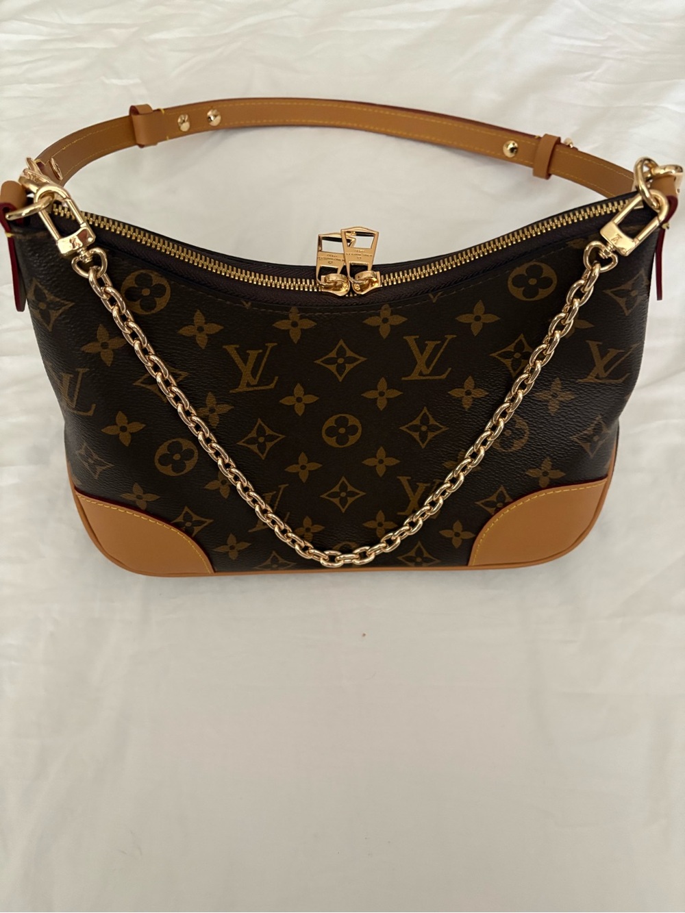 Shoulder Hobo with Tan and Gold Chain